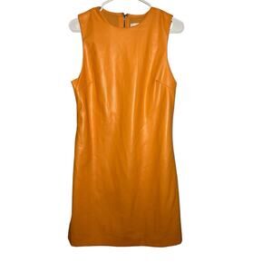 House of Harlow 1960 Vegan Leather Mini Dress Orange Sherbet Size Medium